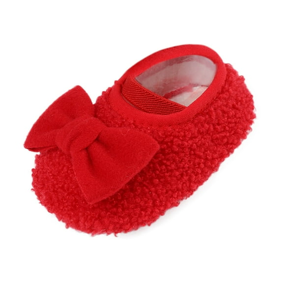 WEIYLL Boys Girls Shoes Warm Soft Comfortable Bowknot Warming Red Baby Sports Shoes 6-12 Months