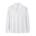 thumbnail image 1 of WEIYLL Boys Polo Shirts Long Sleeve Solid Color Button Down Collar Athletic Student Casual Tops for 9-10 Years, 1 of 3