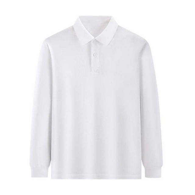 WEIYLL Boys Polo Shirts Long Sleeve Solid Color Button Down Collar Athletic Student Casual Tops for 9-10 Years