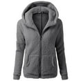 thumbnail image 1 of WEIYLL Cardigans for Women Trendy Hooded Warm Wool Zipper Outwear Grey Winter Clothing ,XL, 1 of 2