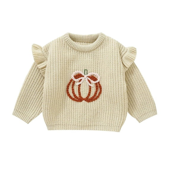 WEIYLL Casual Fall Tops for Boys Girls Baby Festival Sweater Knit 3D Pumpkin Outfit Toddlers Yellow Kids Clothing 2-3 Years