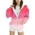 thumbnail image 1 of WEIYLL Casual Fall Tops for Girls Hooded Jacket Fleece Zip Up Pullover Sweatshirt Lightweight Spring Coat White Shirts And Tops for 14-15 Years, 1 of 5
