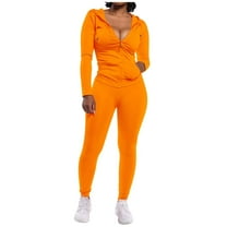 WEIYLL Casual Outfits Sets for Women Winter Solid Color Sports Two Piece Orange Womens Fall Activewear ,size L