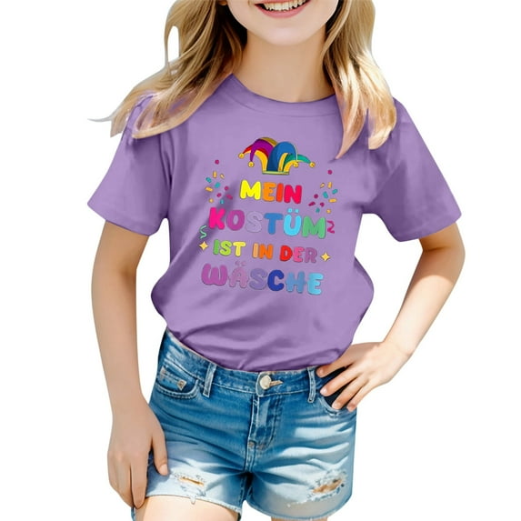 WEIYLL Children's Carnival Colour Printed Round Neck Short Sleeved T Shirt for 1-2 Years