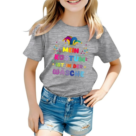 WEIYLL Children's Carnival Colour Printed Round Neck Short Sleeved T Shirt for 3-4 Years