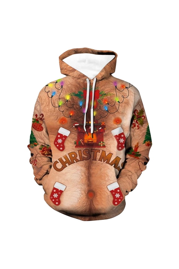 Christmas Hoodies for Womens Trendy 3D Funny Cute Printed Merry Pullover Couple Sports Pocket Hooded Coffee Going Out Fall Tops L