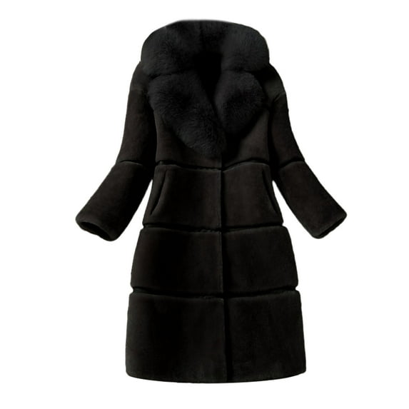 WEIYLL Fall Jackets for Women 2025 Elegant Thick Warm Fashion Outerwear Long Warm Soft Overcoat Black Winter Clothes Size 2XL