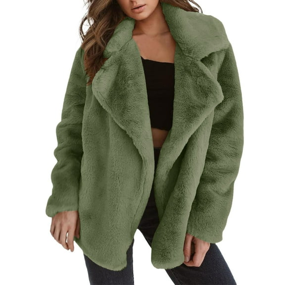 WEIYLL Fall Jackets for Women 2025 Keep Warm Outerwear Loose Big Collar Army Green Fall Coats Size S