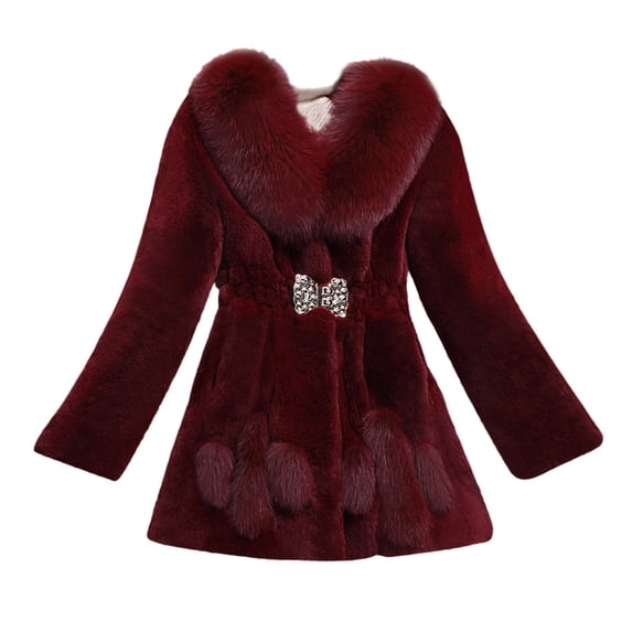 WEIYLL Jacket Women Warm Outwear Plush Solid Color Long Sleeve Overcoat Womens Fall Tops Casual Size M