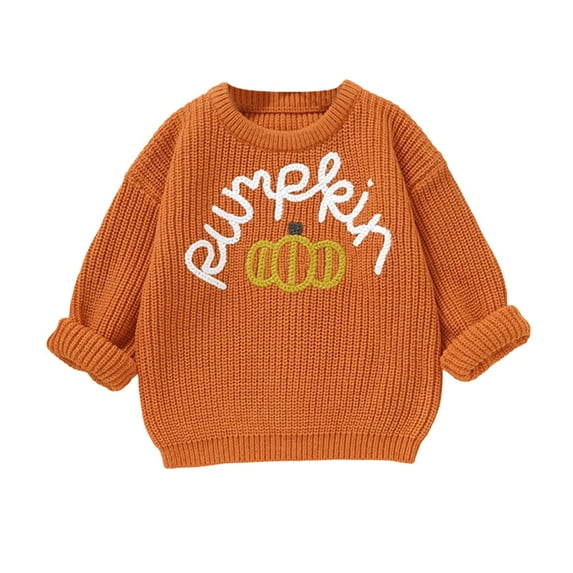 WEIYLL Girls Fall Tops Festival Sweater Knit Embroidered Pumpkin Letter Outfit Purple Shirts & Blouses 5-6 Years
