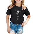 thumbnail image 1 of WEIYLL Girls Funny Tshirts Casual Cartoon Bee Print Round Neck Loose Short Sleeve Activewear Tops for 3-4 Years, 1 of 4