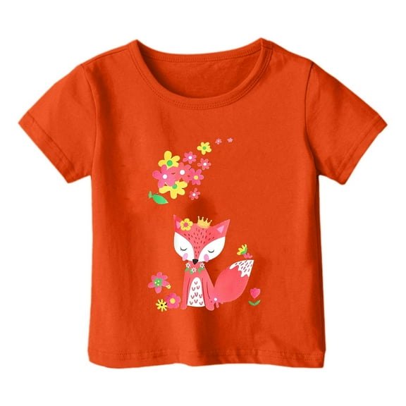 WEIYLL Girls Graphic T Shirts Casual Cartoon Flower Print Round Neck Loose Short Sleeve Toddler Clothes for 8-9 Years