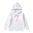 thumbnail image 1 of WEIYLL Girls Hoodies Children's Long Sleeved With Printed Bow Tie White Fall Sweatshirts 8-10 Years, 1 of 7