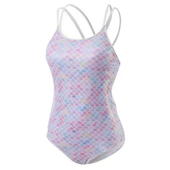 WEIYLL Girls One Piece Swimsuits Beach Slim Fit Triangle Swimming Summer Pool Light Purple Swimwear for 11-12 Years