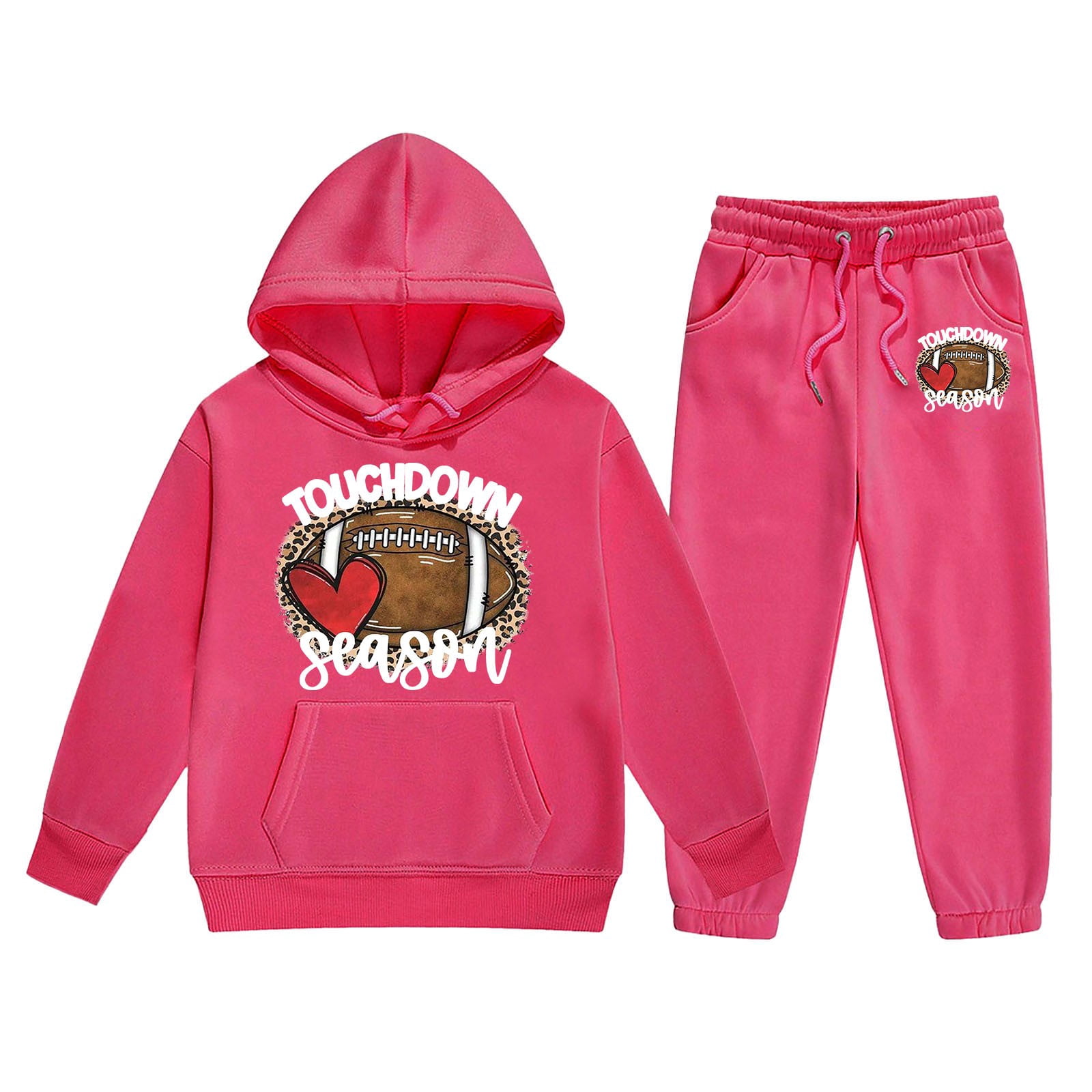 Girls' 2-Piece Outfit Set – Long Sleeve Hoodie & Flared Pants – Soft Cotton Fall/Winter Comfy Wear