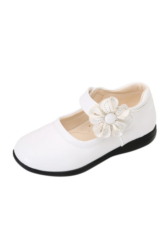 Girls Shoes Dance Princess Single Children Soft Flower Leather White Baby Sneakers 8.5-9 Years