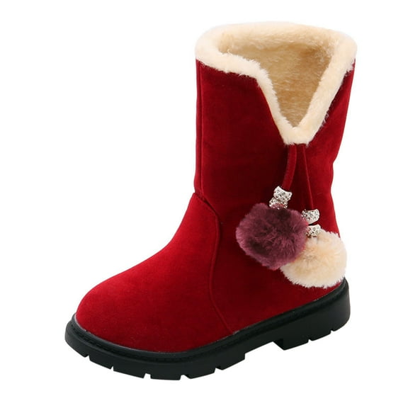 WEIYLL Girls Shoes Princess Bowkont Cotton Snow Princess Soft Fashion Ankle Boots Red Kids Sneakers & Athletic 10-10.5 Years