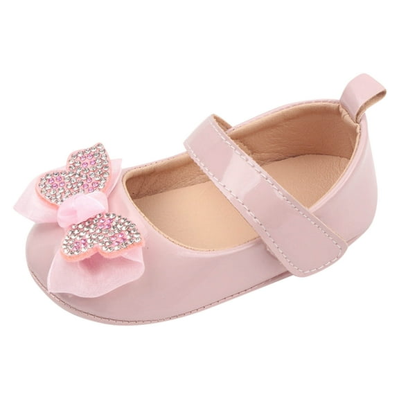 WEIYLL Girls Shoes Summer Flat Bottom Lightweight Rhinestone Ribbon Bow Princess Pink Baby Sports Shoes 0-6 Months