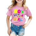 thumbnail image 1 of WEIYLL Girls T Shirts 80S Carnival Colour Letter Printed Round Neck Short Sleeved Activewear Clothes for 10-11 Years, 1 of 4