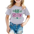 thumbnail image 1 of WEIYLL Girls T Shirts Casual Big Sister Letter Round Neck Short Sleeved Kids Tee for 3-4 Years, 1 of 3