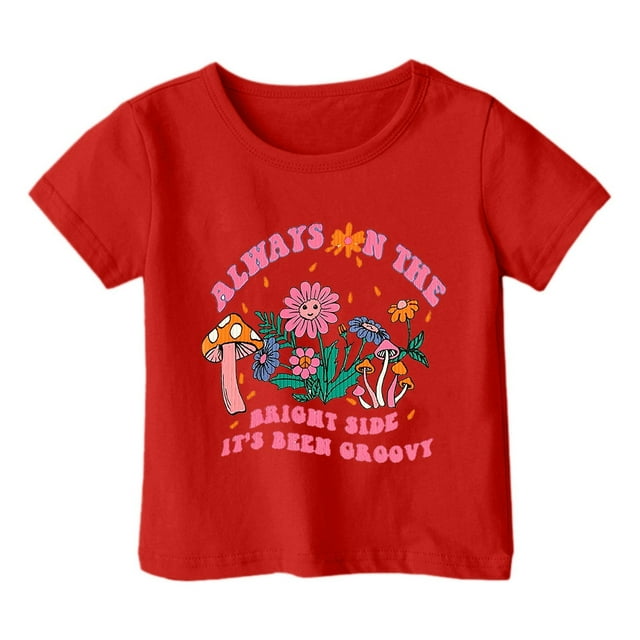 WEIYLL Girls T Shirts Casual Letter Print Round Neck Loose Short Sleeve Child Tee Tops for 10-11 Years