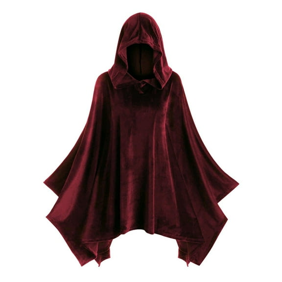 WEIYLL Hoodies Women Solid Cloak Vintage Matching Cape Coat Red Winter Clothing ,size XXL
