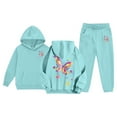 thumbnail image 1 of WEIYLL Hoodies for Girls Kids Tracksuit Unisex Two Piece Outfits Sweatpants Set Sky Blue Toddler Fall Clothing 12-13 Years, 1 of 4