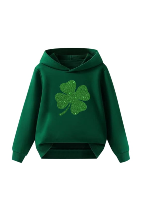 Hoodies for Girls Long Sleeved Hooded Letter Leaf Print Mint Green Graphic Fall Sweatshirts 12-13 Years