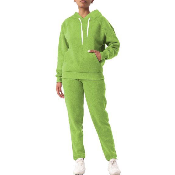 WEIYLL Outfits Sets for Women Unisex Hoodie Sweatpants Long Sleeve Light Green Womens Fall Outdoor Clothing ,size L