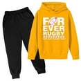 thumbnail image 1 of WEIYLL Outfits for Boys Sets Hooded Football Personality Letter Printed Pants Football Rugby Activity Yellow Suits 5-6 Years, 1 of 3