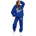 thumbnail image 1 of WEIYLL Outfits for Women Sets Two Piece Pants Cute Letter Print Long Sleeve Hooded Sweatshirt Blue Fall Activewear Suits ,size M, 1 of 4