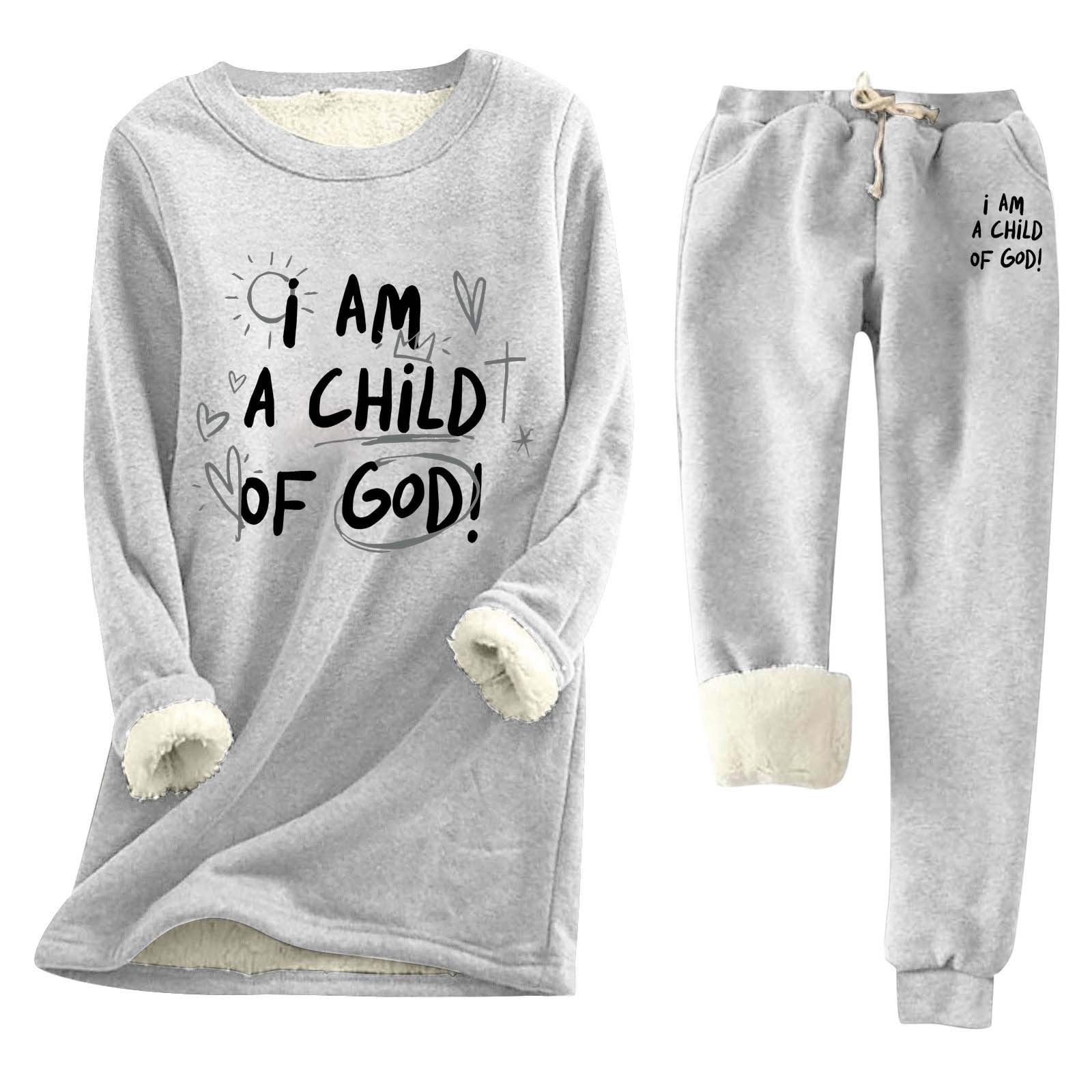 WEIYLL Outfits for Women Sets Winter Comfort Letter Print Lined Thick ...