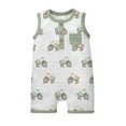 thumbnail image 1 of WEIYLL Rompers for Boys 2025 Sleeveless Cartoon Prints Vest Crew Neck Button Summer Pocket Light Green Toddler Overalls for 0-3 Months, 1 of 4