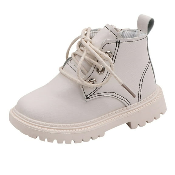 WEIYLL Shoes for Boys Girls Children Ankle Zip Short Boots Bootie White Baby Sports Shoes 5.5-6 Years