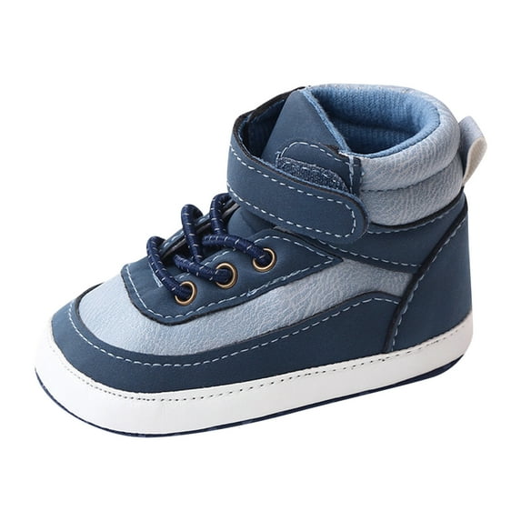 WEIYLL Shoes for Boys Girls Spring Summer Infant Flat Bottom High Top Solid Color Style Blue Baby Sneakers 12-18 Months