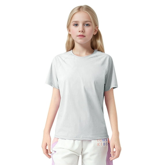 WEIYLL T Shirts For Boys Basic Athletic Running Active Crew Neck Short Sleeve Solid Color Activewear for 5-6 Years