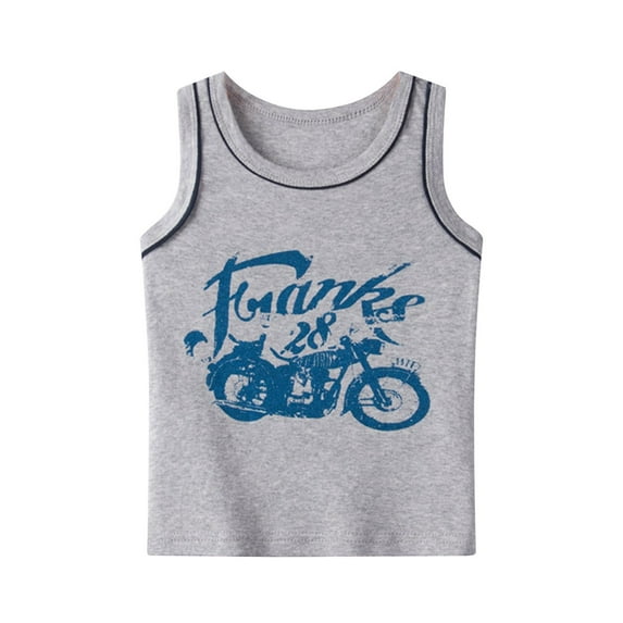 WEIYLL Tank Top For Boys Summer Thin Crew Neck Sleeveless Outdoor Print Spring Autumn Basic Graphic Tees for 18-24 Months