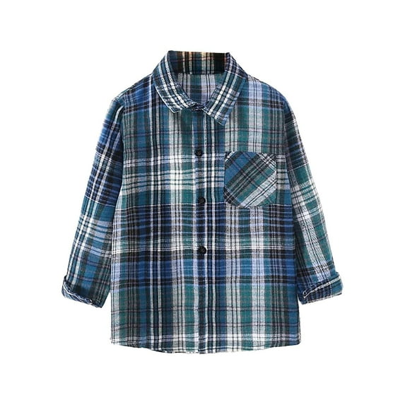 WEIYLL Toddler Boys Girls Shirt Coat Jacket Plaid Long Sleeve Kids Lapel Button Tops Outwear for 5-6 Years