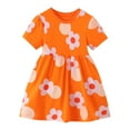 thumbnail image 1 of WEIYLL Toddler Girl's Flower Print Ruffle Trim Round Neck Flared A Line Ruffled Dress for 4-5 Years, 1 of 7