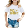 thumbnail image 1 of WEIYLL Toddler Girls Tops T-Shirts Casual Letter Big Sister Flower Round Neck Short Sleeved Kids Tee for 1-2 Years, 1 of 3