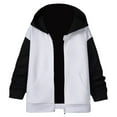 thumbnail image 1 of WEIYLL Tops for Boys 2025 Child Autumn Winter Long Sleeved Color Block Hooded Zipper White Jacket for 9-10 Years, 1 of 9