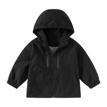 WEIYLL Tops for Boys 2025 Windbreaker Kids Lightweight Hooded Zipper Casual School Black Outwear Coats for 12-13 Years