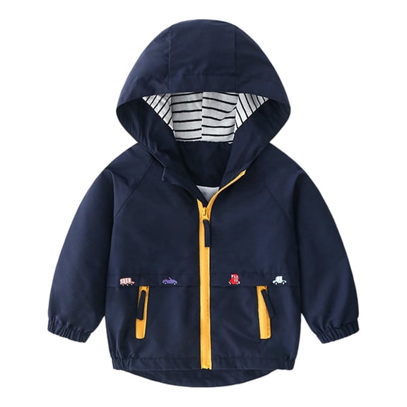 WEIYLL Tops for Boys 2025 Windbreaker Kids Lightweight Hooded Zipper Casual School Blue Outwear Coats for 9-10 Years