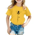 thumbnail image 1 of WEIYLL Tshirts Shirts for Girls Casual Cartoon Bee Print Round Neck Loose Short Sleeve Child Tops for 12-13 Years, 1 of 4