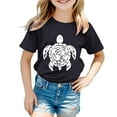 thumbnail image 1 of WEIYLL Tshirts for Girls Casual Animals Turtle Print Round Neck Loose Short Sleeve Child Tee Tops for 3-4 Years, 1 of 3