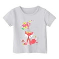 thumbnail image 1 of WEIYLL Tshirts for Girls Casual Cartoon Flower Print Round Neck Loose Short Sleeve Child Tee Tops for 8-9 Years, 1 of 4