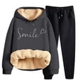 thumbnail image 1 of WEIYLL Women Outfits Sets Winter Thickened Solid Color Cardigan Hooded Jacket Pants Two Piece Grey Vacation Fall Outfits ,size XXXXXL, 1 of 8