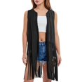 thumbnail image 1 of WEIYLL Women's Cardigans Fringe Vest 70S Hippie Sleeveless Western Suede Tassel Leather Black Winter Coats ,M, 1 of 7