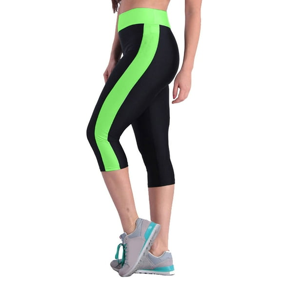 WEIYLL Women's Yoga Pants Drying Quick Elastic Point Tight Reflective Green Pant L