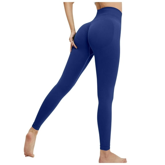 WEIYLL Women's Yoga Pants Seamless Peach Sports Tights Fitness Blue Pant L